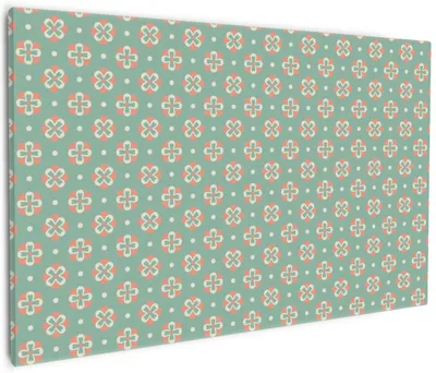 Produktbild von Wallario Premium Leinwandbild Muster in rot weiß auf grün - Blütenblätter in Größe 60 x 90 cm