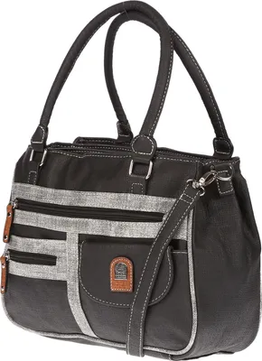 Produktbild von Große Damen Tasche Schultertasche Umhängetasche Henkeltasche Leder Optik Bag Schwarz-Anthrazit