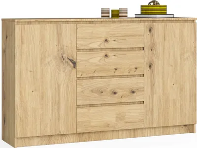 Image de Akord Buffet 2 Portes 4 Tiroirs Chêne Artisan 160X40X99