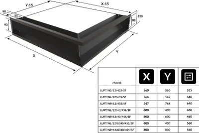 Immagine prodotto di Griglia di ventilazione LUFT angolo destro 40x80x12 nero Slim