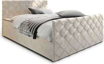 Produktbild von Masseno Boxspringbett MANDI 160x200 cm Komplett-Set mit Bonell Matratze und Topper, Polsterbett mit Bettkästen -Beige, MAGIC VELVET 2250