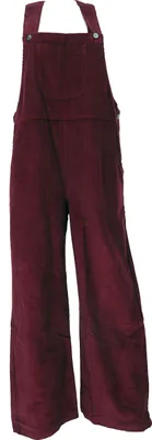 Zdjęcie produktu dla Spodnie ogrodniczki z sztruksu, spodnie boho, kombinezon, kombinezon - bordowy, damskie, bordowy, bawełna, rozmiar: L/XL