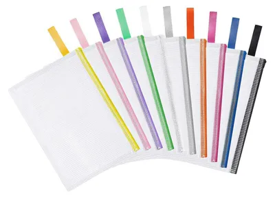 Obrázok produktu pre Dokumentové vrecká formátu A3, 10 kusov, so zipsom, sieťovinou, vodeodolné, 6 farieb