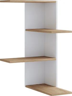 Productafbeelding van Balos wandkast wandmontage 4 planken wit, eik decor.