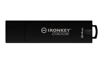 Obrázek produktu pro Kingston Technology IronKey D300S, 64 GB, USB Typ-A, 3.2 Gen 1 (3.1 Gen 1), 250 MB/s, Čepice, Černá