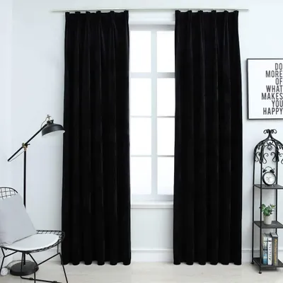 Produktbild von vidaXL Verdunkelungsvorhänge mit Haken 2 Stk. Samt Schwarz 140x245 cm