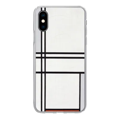 Produktbild von MuchoWow® Handyhülle Schutzhülle Hülle für iPhone X Komposition 1 mit Rot und Grau - Piet Mondrian Silikon Softcase Handy Hülle - Handyhülle