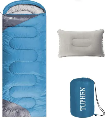 Produktbild von Schlafsack für Camping Wanderung 3-4 Jahreszeiten wasserdicht 86.61x33.46'' See blau-grau