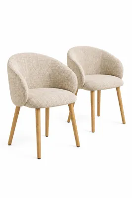 Image de Lot de 2 chaises Avelo 57x79x55 cm rembourrées bois d’hévéa Chêne/Beige, Image générée par une IA