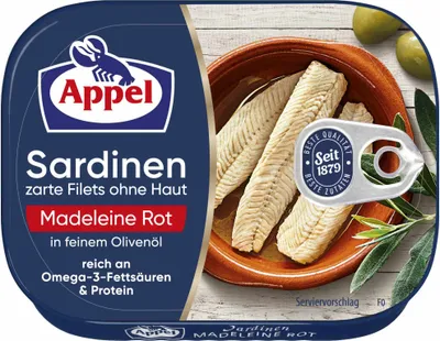 A can of sardines with a label showing the product and brand.