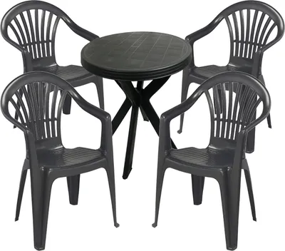 Sitzgarnitur Bistrogarnitur 5-teilig Kunststoff Anthrazit
