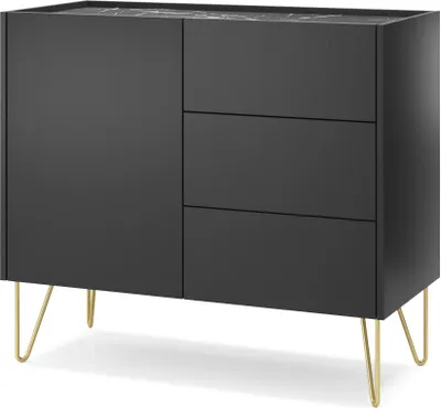 Produktbild von Kommode mit 3 Schubladen Sideboard Schrank Highboard Goldene Beine  - Harmonix HS97