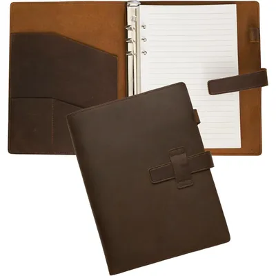 Image de Cahier à spirales en cuir, format A5, rechargeable, classeur à 6 anneaux, carnet de notes, 120 pages, couleur marron