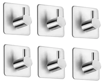 Produktbild von Selbstklebende Haken, 6 Stück, Edelstahl SUS304, selbstklebende Wandhaken für Bad, Küche, Toilette, Büro