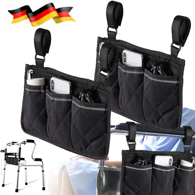 Produktbild von 2 Stück Rollstuhl Seitentasche Armlehnentasche Zubehör Rollstuhl Hinten Tasche