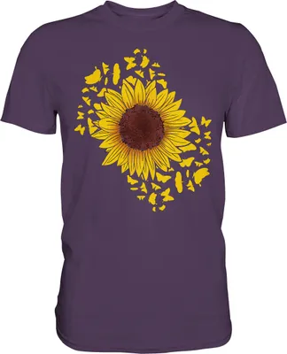 Produktbild von Frauen Sonnenblume Schmetterlinge T-Shirt – Urban Purple / XL