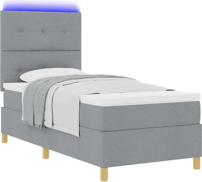 Produktbild von Boxspringbett mit Matratze Hellgrau 100 x 200 cm Stoff