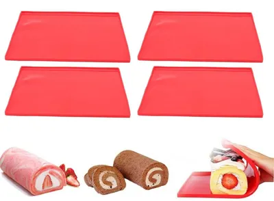 Produktbild von 4 Stück Silikon Backmatte mit Rand, Antihaft, Dörrmatte für Fruchtleder & Kuchen