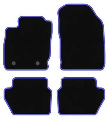 Image de Tapis de sol en moquette pour Ford EcoSport MK2 2012-2017 (crossover) – jeu 4 pièces, noir/bleu, sur mesure – Wielganizator CARLUX