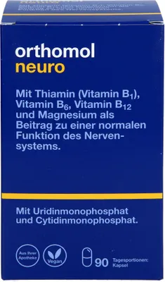 Obrázek produktu pro Orthomol Neuro s thiaminem (vitamin B1), vitaminem B6, B12 a hořčíkem - jako příspěvek k normální funkci nervového systému - kapsle, 90 denních dávek