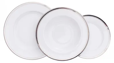 Produktbild von Tellerset, Karlsbader Porzellan, Leander Meadows, Platinstreifen, 18 Stück