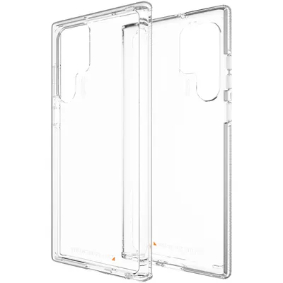 Two transparent phone cases shown side-by-side against a white background.