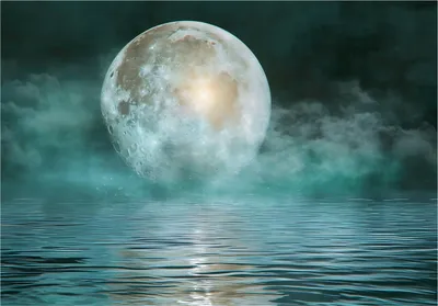 Produktbild von Fototapete - Meer Mond - 350x250 cm - inklusive kleister - Vlies Tapete - Vliestapete Wohnzimmer Schlafzimmer Küche Modern Wandtapete
