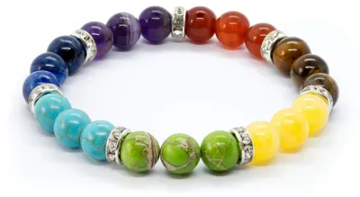 Produktbild von Chakra Armband mit Schmuckschatulle & Bedeutung Karte. Heilung reiki yoga