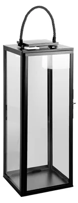 Produktbild von tragbare Laterne 78 cm grau pulverbeschichtet Windlicht für Stumpenkerzen