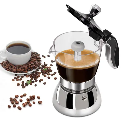 Mokkakanne 6 Tassen 300 ml – Espressokocher aus Edelstahl & Kunststoff