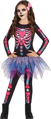 Immagine prodotto di Scheletro Regina delle Fiabe Costume di Halloween con Tutù e accenti colorati Design creativo per notti magiche piene di avventura e divertimento Perfetto per feste e party a tema, Taglia: 140/146 Colore: Nero