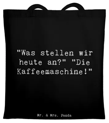 Produktbild von Mr. & Mrs. Panda Shopping Tasche Spruch Freude am Morgen - Schwarz - Geschenk, dokumententasche, Lebensfreude, Motivation, Beutel, Gefühl, Tote Bag, erleben, Zitat, Sack