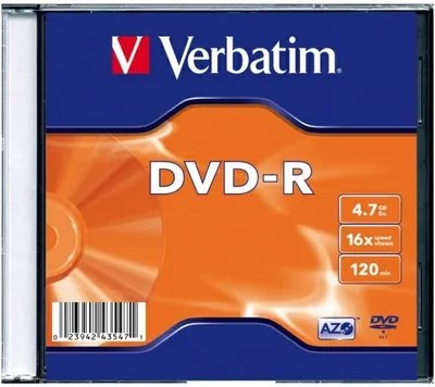 Zdjęcie produktu dla Verbatim DVD-R Matt Silver, DVD-R, Slimcase, 4,7 GB