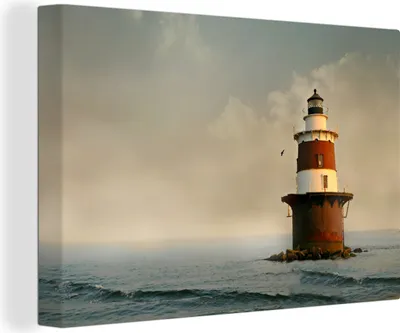 Zdjęcie produktu dla OneMillionCanvasses® - Wydruki na płótnie - 140x90 cm, Latarnia morska w Connecticut, grafika ścienna dekoracja ścienna