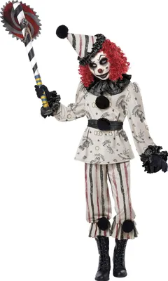 Obrázok produktu pre Strašidelný klaunský kostým pre deti, Halloween, čierno-biely - veľkosť 140 (8-10 rokov)