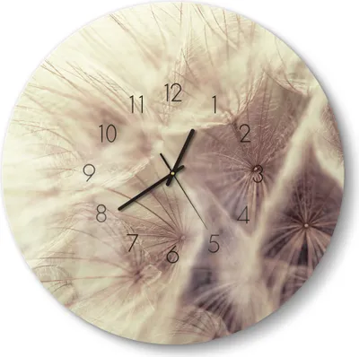 Produktbild von DEQORI Glasuhr Ø50 cm Zahlen 'Zarter Samenflug' Wanduhr Glas Uhr Design leise Küchenuhr