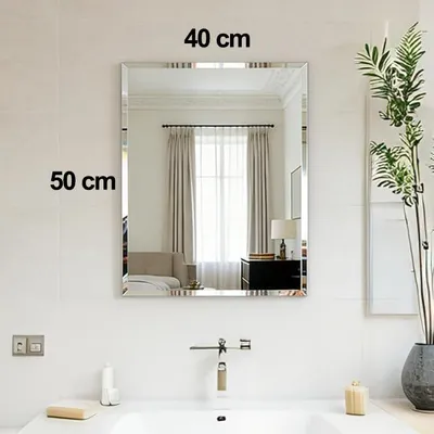 Produktbild von Vrygle Wandspiegel 40x50 cm silber, rechteckig Dekospiegel abgeschrägt HD Flur Wohnzimmer