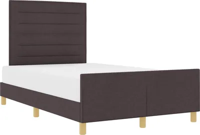 Zdjęcie produktu dla Rama łóżka z zagłówkiem ciemnobrązowa 160 x 200 cm tkanina