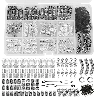 219-teiliges Wikinger-Bartkralen-Set, Runenkralen, Haarschmuck
