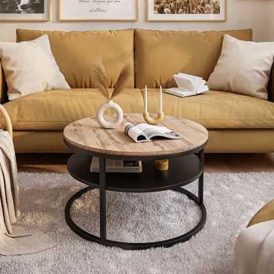 Produktbild von Runder Couchtisch CIRI mit Ablage Eiche Artisan Wotan Stirling