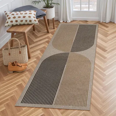 Produktbild von Modernes Jute-Terrassenteppich, Waschbar, 60 x 180 cm