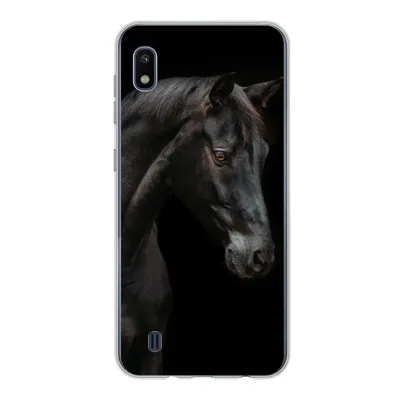 Produktbild von MuchoWow® Handyhülle Schutzhülle Hülle für Samsung Galaxy A10 Pferd - Tiere - Schwarz - Porträt Silikon Softcase Handy Hülle - Schutzhülle