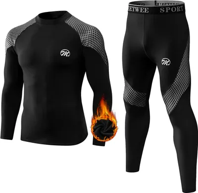 Produktbild von Herren Thermo Unterwäsche Set Skiunterwäsche Funktionsunterwäsche Sportunterwäsche Lang Thermohemd & Thermohose Atmungsaktiv Thermisch colour Schwarz clothing_size L