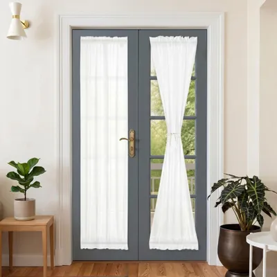 Produktbild von Türvorhang Weiß Blickdicht Französischer Gardinen Vorhang Scheibengardine für Terrassen und Glastür Fenster, 1 Stück, B63xH183cm