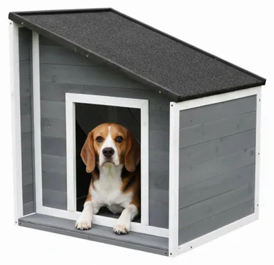 Hundehütte Holz wetterfest klappbares Dach 77x71x58 cm grau