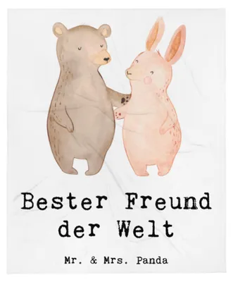 Produktbild von Mr. & Mrs. Panda Bettdecke Hase Bester Freund der Welt - Weiß - Geschenk, Couchdecke, Geschenkidee, Love, Bettüberwurf, Tagesdecke, Lieblingsmensch, Herz, Plaid, Liebe