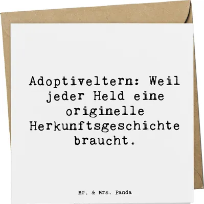 Produktbild von Mr. & Mrs. Panda Glückwunschkarte Spruch Adoptiveltern Helden - Weiß - Geschenk, faltkarte, Klappkarte, Familie, elterliche Liebe, Adoption, doppelkarte, Grußkarte