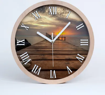 Produktbild von Holzuhr 30fi cm wanduhr - weiße Spitzen - Holzsteg