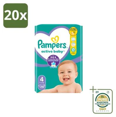 Productafbeelding van 20 x Pampers Active Baby luiers, maat 4, 9–14 kg - Voorraadverpakking - 20 stuks