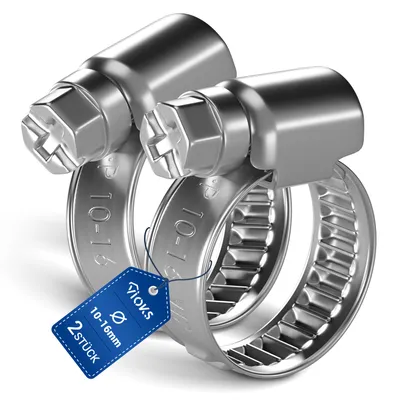 Produktbild von Schlauchschellen Set 2x 10-16mmØ W2 Chromstahl Schlauchklemmen für Waschmaschine Geschirrspüler
